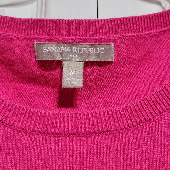 Banana Republic Sweater Pink Beige Tan Cream Striped Crew Neck - Picture 4 of 5